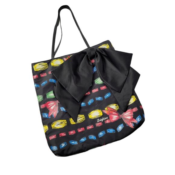Brighton Take a Beau Jewel Print on Black Tote with Large Black Accent Bow - Picture 1 of 15